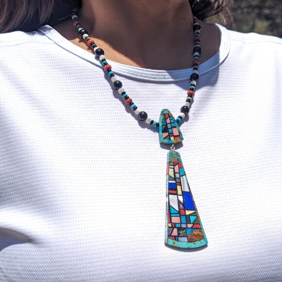 SouthWestArtisans Jewelry - Genuine Handmade Native American‎ Santo Domingo Kewa Necklace Signed Nieto ***